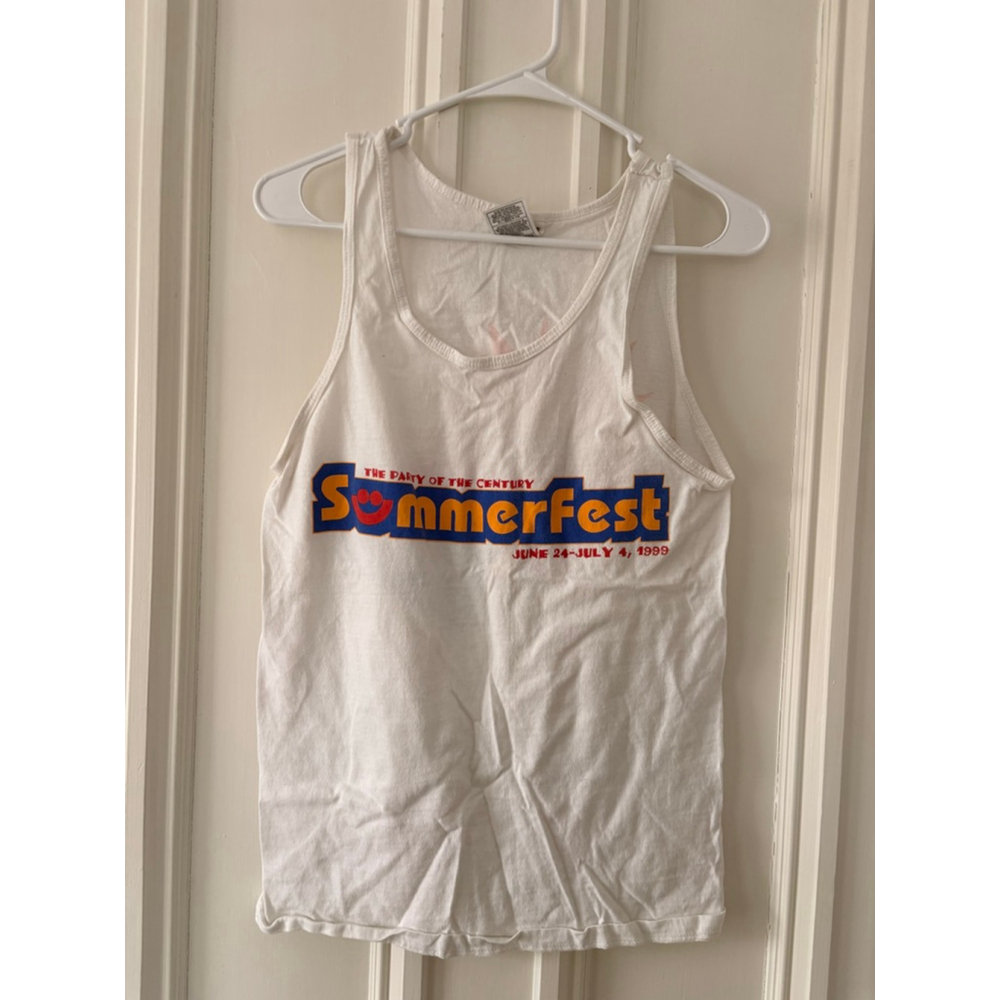 Vintage Men's White Summerfest Tank Top S